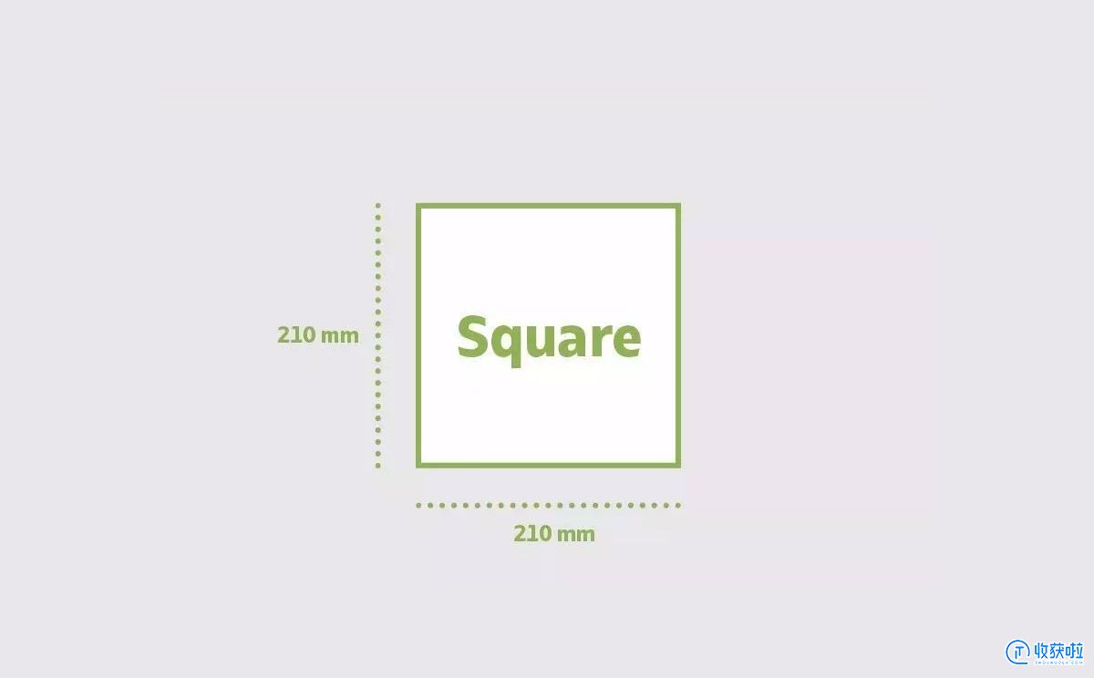 方形（210 x 210 mm尺寸示意图